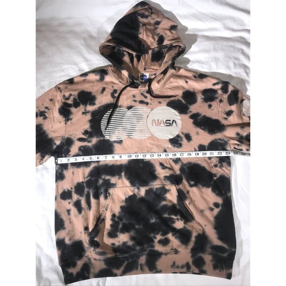 NASA Men's Unisex Tan & Black Tie-Dye Exploration NASA Logo Drawstring Hoodie XL - Picture 5 of 8